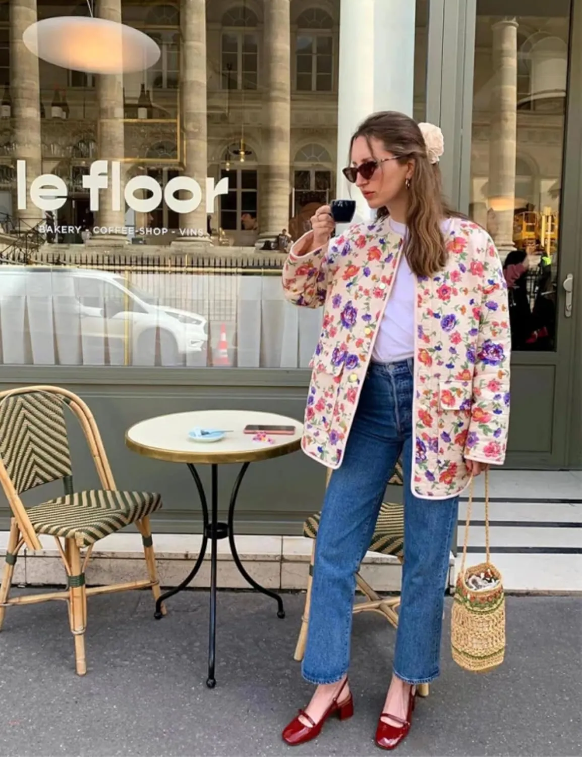 Womens Quilted Puffer Jacket Lightweight Cropped Floral Print Winter Coat Padded Cardigan Trendy Puffy Jackets