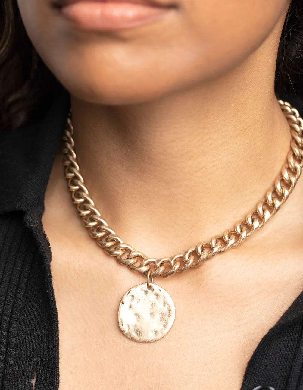 Worn Gold Chunky Chain Necklace